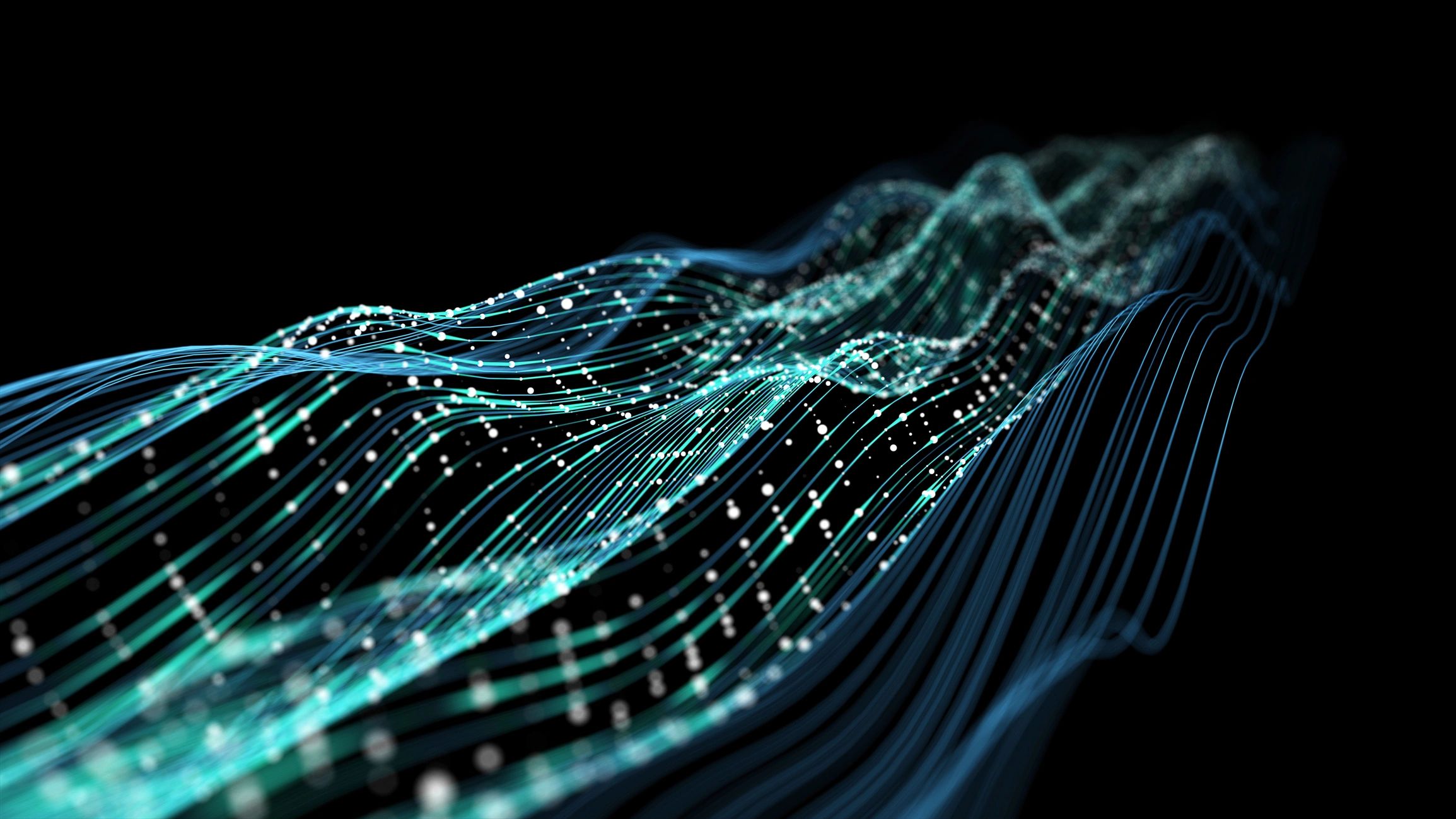 Abstract futuristic blue lines and particles